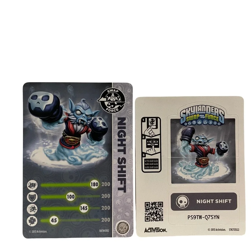 Skylanders Swap Force Night Shift Figure w/‎ Card + Sticker Swappable Magnetic